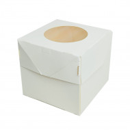Коробка для пирожных с окном белая размер 100*100*100мм уп 10шт