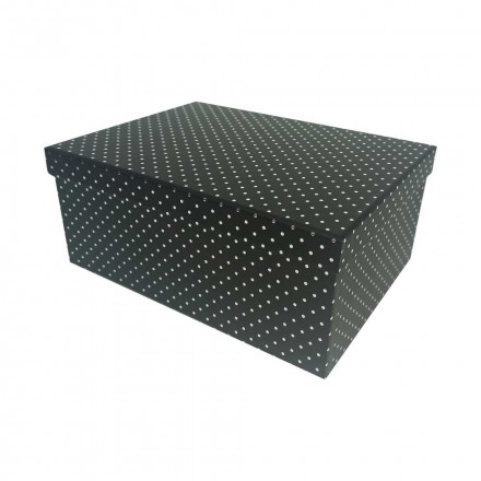 Коробка прямоугольная Точки метал. черная в 9-ти размерах
