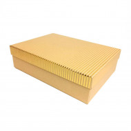 Коробка прямоугольная Полосы с золотом крафт размер 29*21*8см