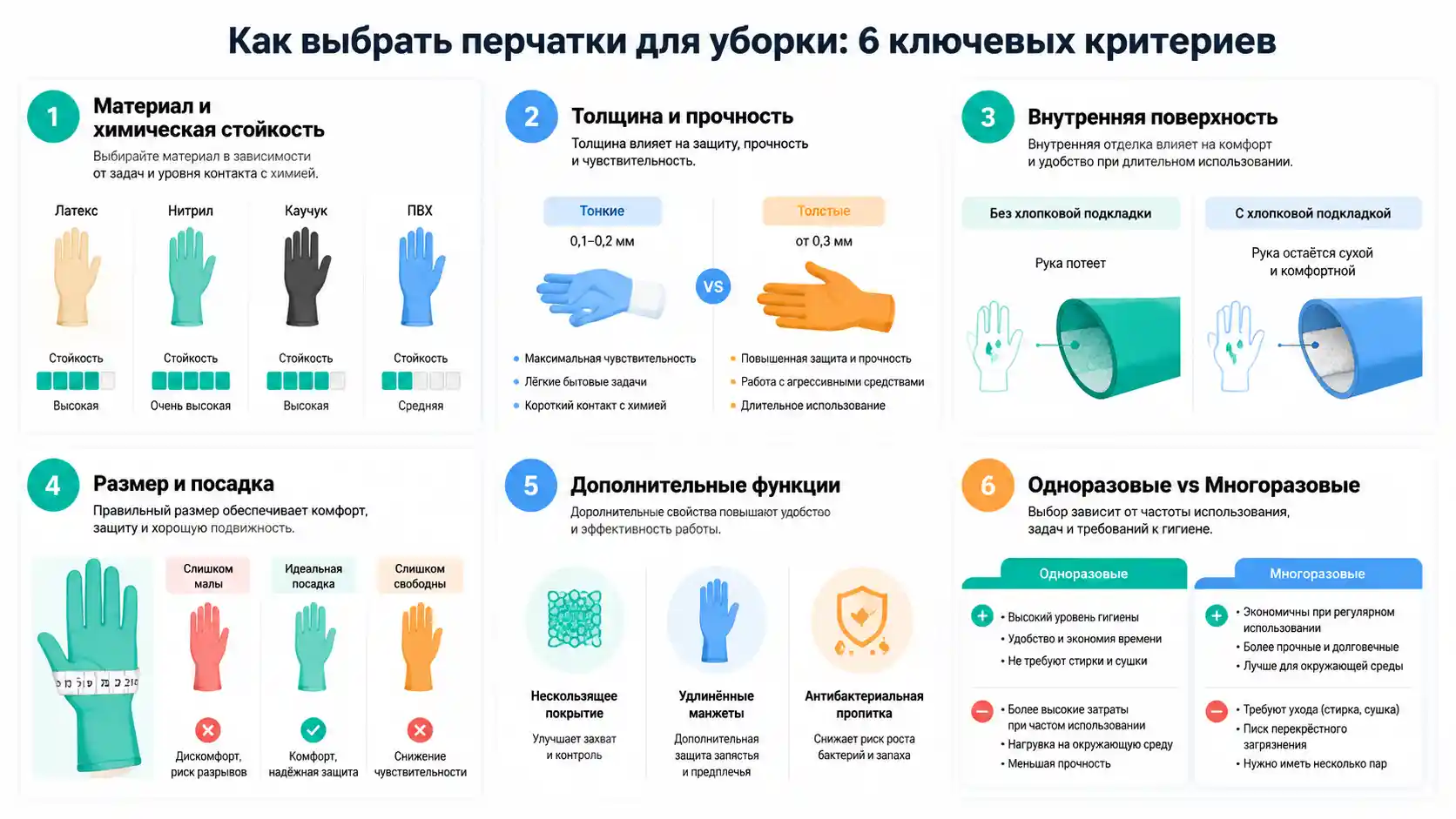 Критерии выбора перчаток
