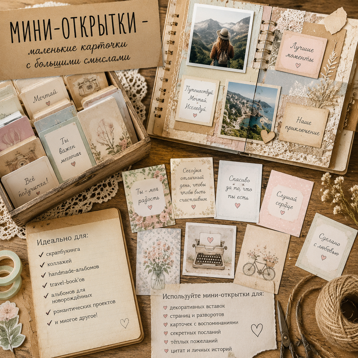 Мини-открытки для скрапбукинга
