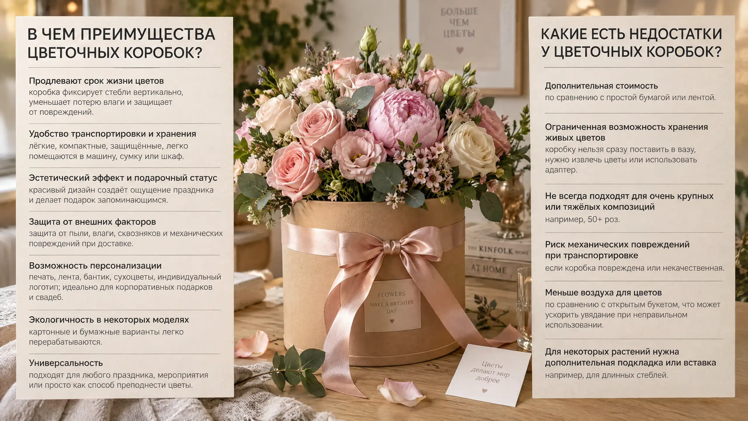 Плюсы и минусы цветочных коробок