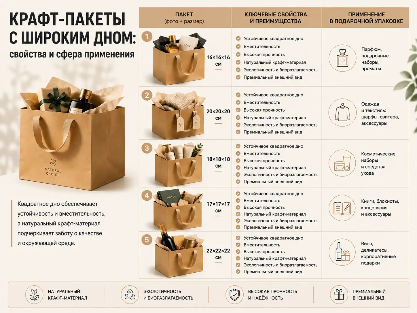 Применение подарочного крафт-пакета