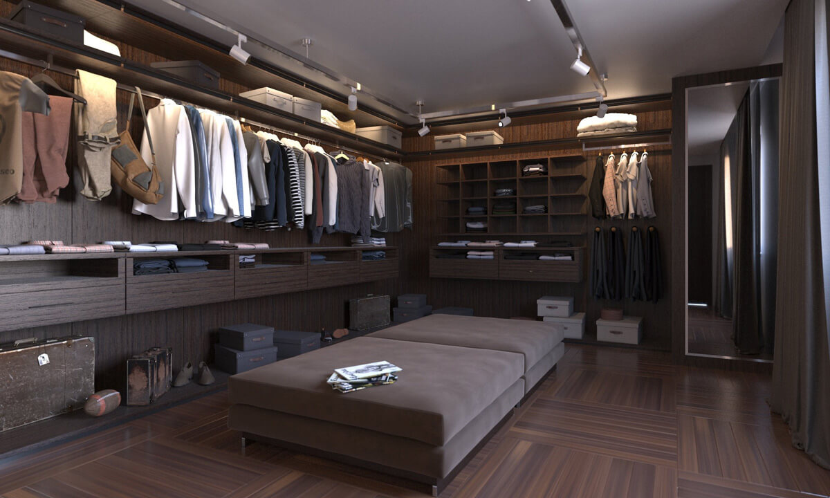 Вариант хранения вещей в гардеробной