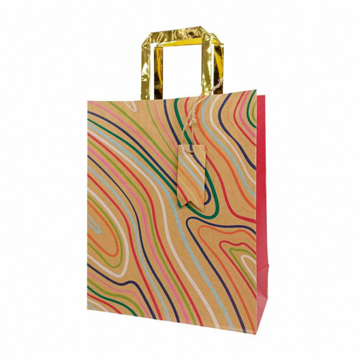 Пакет крафт с золотой ручкой размер 26*32*12см