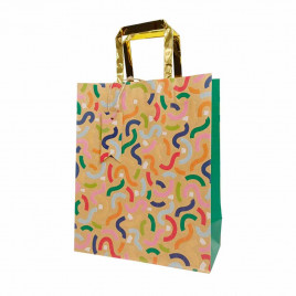 Пакет крафт с золотой ручкой размер 26*32*12см