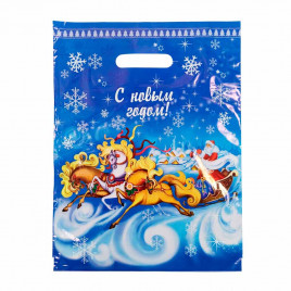 Пакет вырубной ПВД Дед Мороз в санях 30*40см 40 мкм 50шт