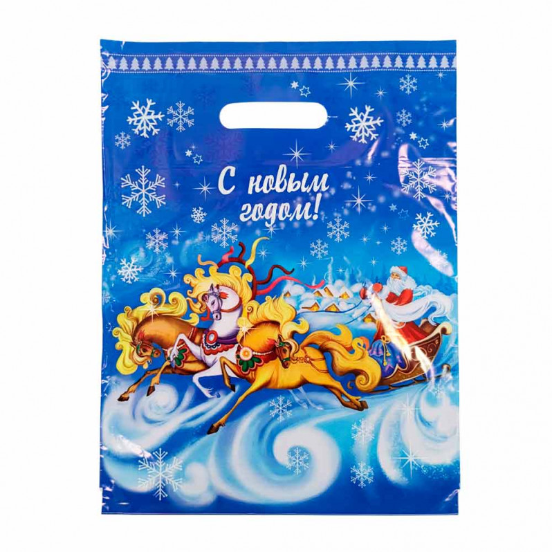 Пакет вырубной ПВД Дед Мороз в санях 30*40см 40 мкм 50шт