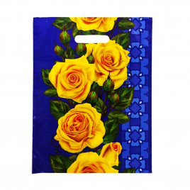 Пакет с вырубной ручкой Розы желтые 31*40см 60мкм 50шт
