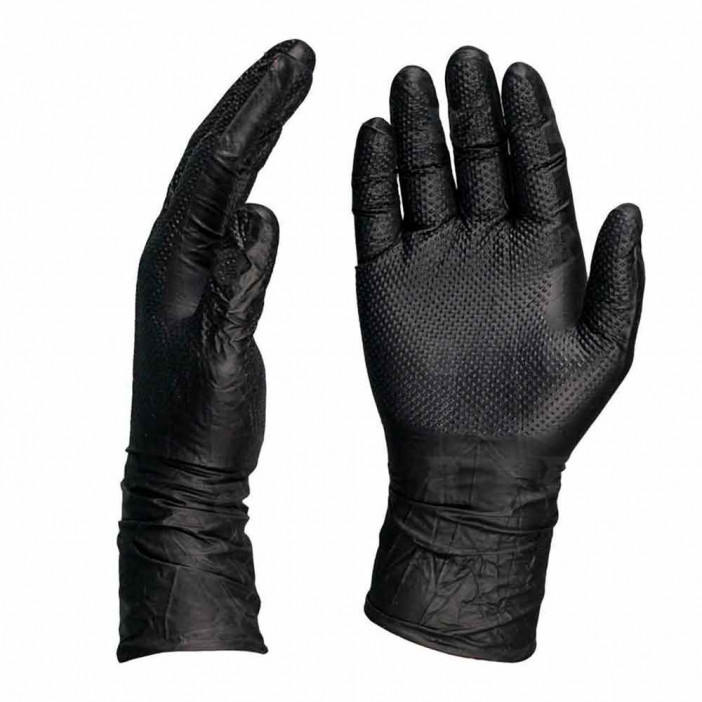Перчатки нитриловые GOGRIP особопрочные черные 25 пар M, L, XL, XXL