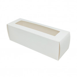 Коробка под макаруны 6шт с окном белая размер 185*60*60мм уп 10шт