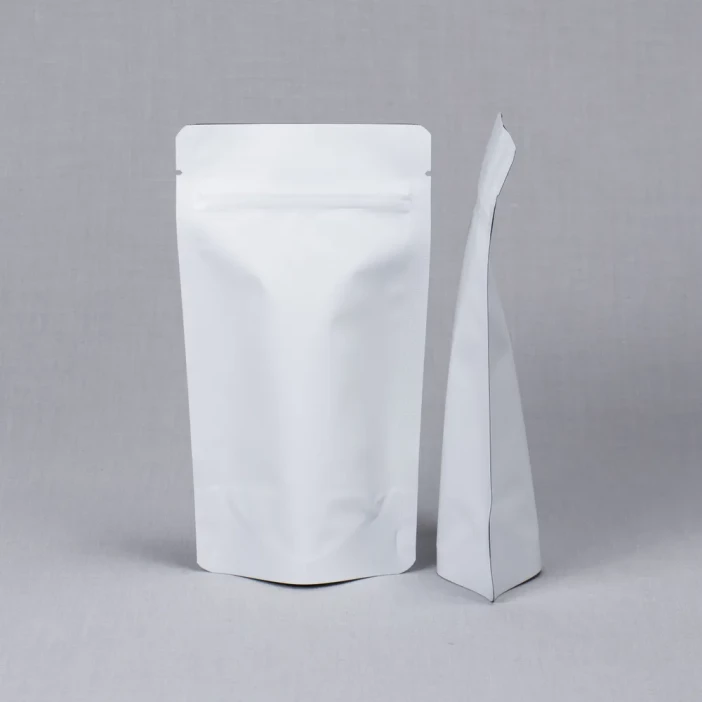 Дой-пак белый матовый металл внутри с замком zip-lock 105*190мм (35+35) уп 10шт