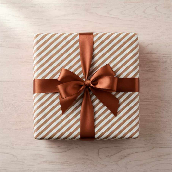 Бумага белая крафт в рулоне Полоски коричневые размер 50см*10м