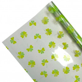 Пленка в рулоне с рисунком Клевер фисташковый салатовый размер 70см