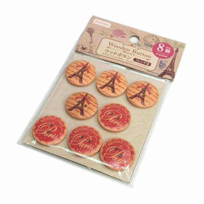 Пуговицы декоративные деревянные красные диаметр 2,5см 