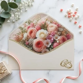 Конверт для денег С днем свадьбы 8*16,5см арт 59686