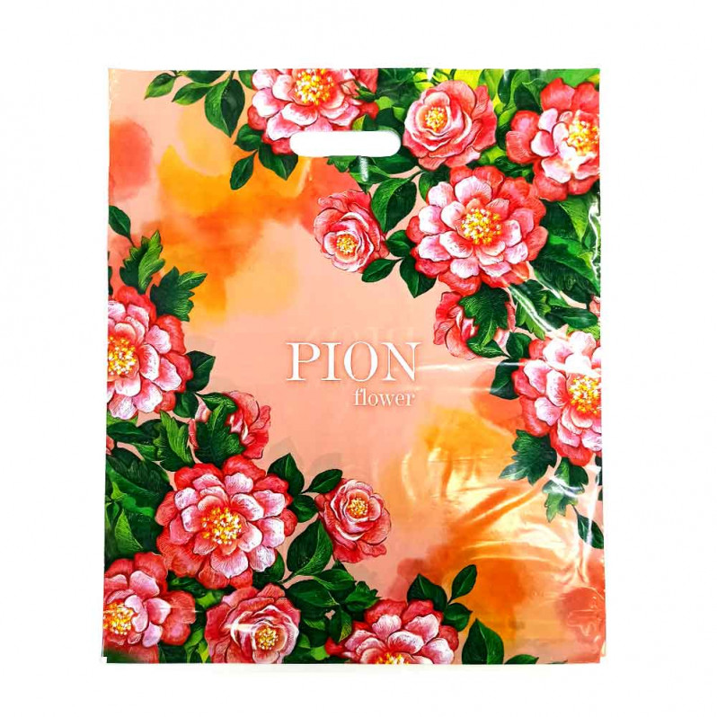 Пакет с вырубной ручкой Пион 40*47см 45мкм 50шт