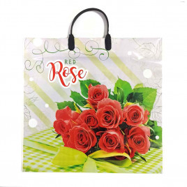Пакет с пластмассовыми ручками 36*40см Red rose 10шт