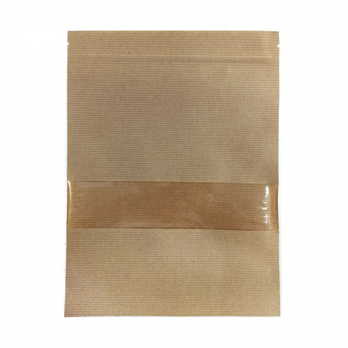 Дой-пак бумажный крафт с окном с замком zip-lock 200*250+(40+40) уп 10шт