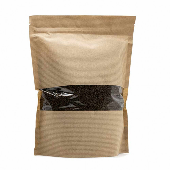 Дой-пак бумажный крафт с окном с замком zip-lock 200*250+(40+40) уп 10шт