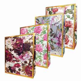 Пакет ЛЮКС Пионы с золотой каемкой размер 26*32*10см