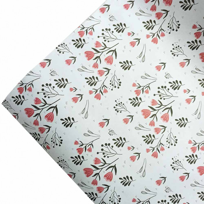 Бумага подарочная Цветочный вальс размер листа 70см*100см уп 10л