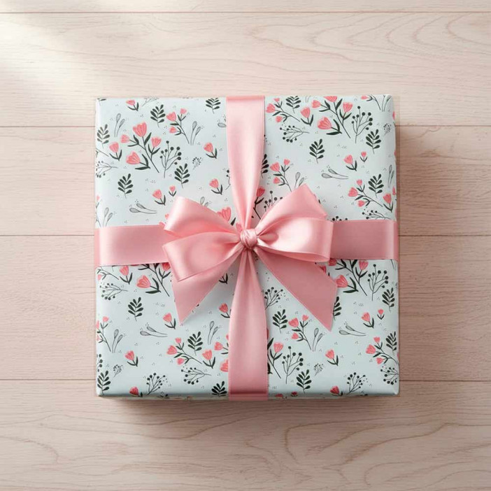 Бумага подарочная Цветочный вальс размер листа 70см*100см уп 10л