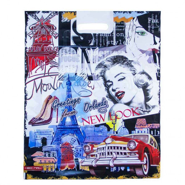 Пакет с вырубной ручкой Монро 31*40см 60мкм 50шт