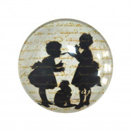 Медальон из стекла на липучке Силуэт детей d-3см