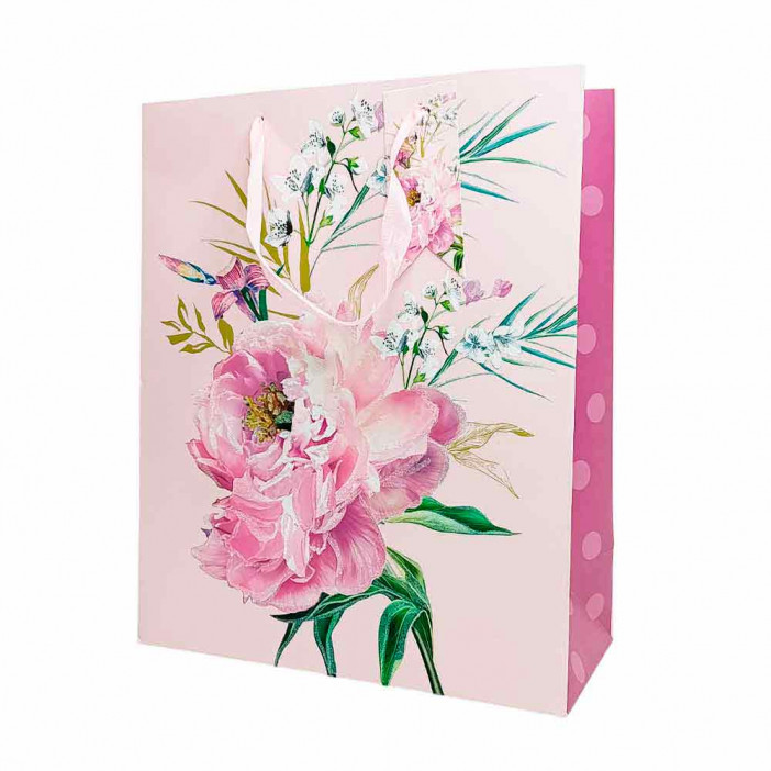 Пакет ЛЮКС Цветы с глиттером размер 26*32*10см