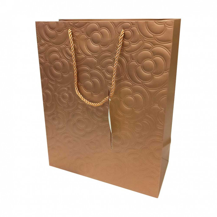 Пакет ЛЮКС Цветы с тиснением размер 26*32*12см