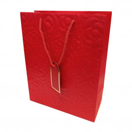 Пакет ЛЮКС Цветы с тиснением размер 26*32*12см