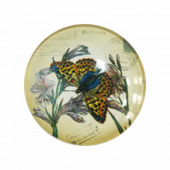 Медальон из стекла на липучке Желтая бабочка d-3см