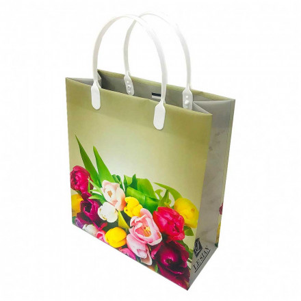 Пакет сумка размер 23*26см &quot;Букет разноцветных тюльпанов&quot;