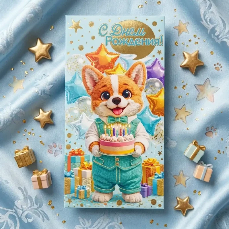 Конверт для денег С Днем рождения! 8*16,5см арт 59598
