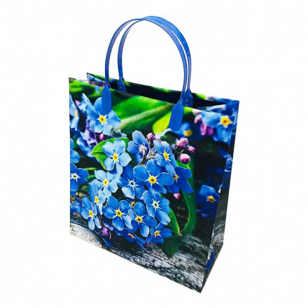 Пакет сумка размер 23*26см Синие цветы
