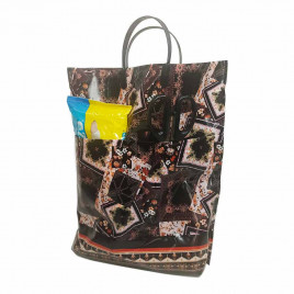 Сумка с пластмассовыми ручками многослойная с карманами Квадраты 37*37см