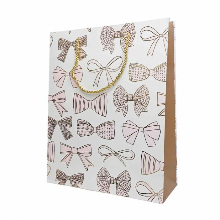 Пакет ЛЮКС Бантики с метал тиснением размер 26*32*12см