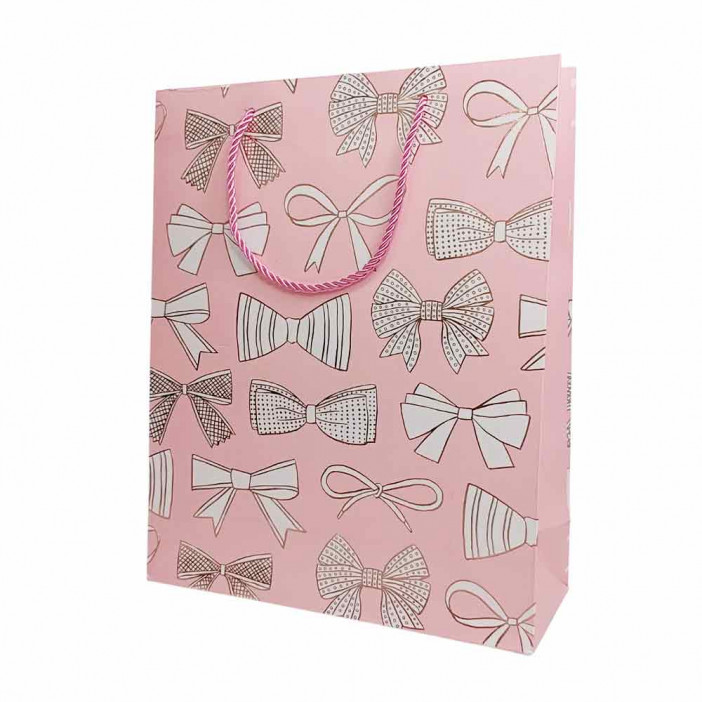 Пакет ЛЮКС Бантики с метал тиснением размер 26*32*12см