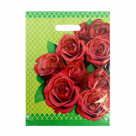 Пакет с вырубной ручкой Букет красных роз 31*40см 60мкм 50шт