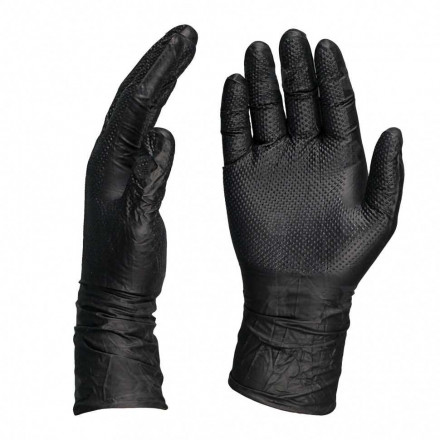 Перчатки нитрил IDEALL GRIP особопрочные черные 25 пар M, L, XL