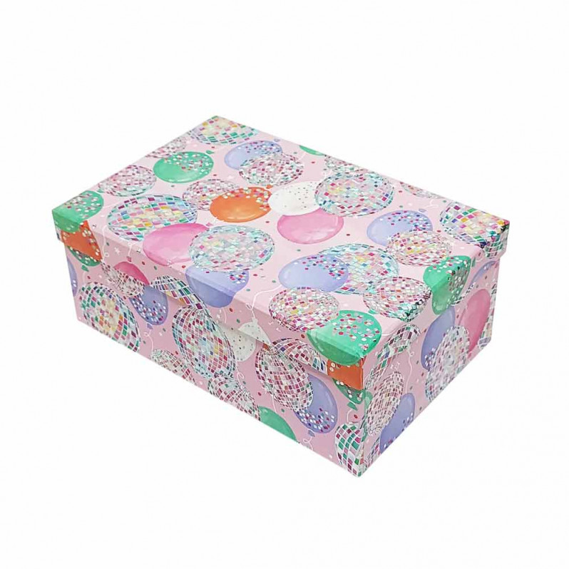 Коробка прямоугольная Шары голография в 15-ти размерах