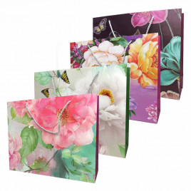 Пакет ЛЮКС Цветы с бабочками размер 32*26*10см