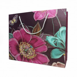 Пакет ЛЮКС Цветы с бабочками размер 32*26*10см