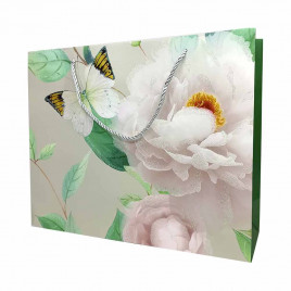 Пакет ЛЮКС Цветы с бабочками размер 32*26*10см