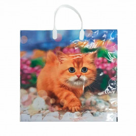 Пакет с пластмассовыми ручками 36*40см Рыжий 10шт