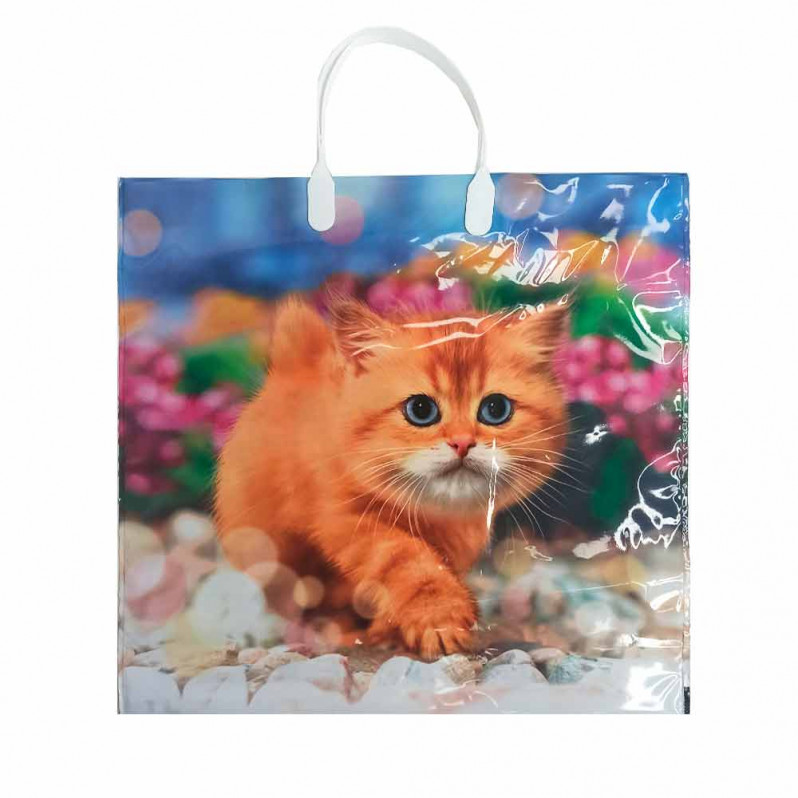 Пакет с пластмассовыми ручками 36*40см Рыжий 10шт