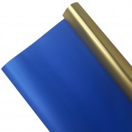 Пленка в рулоне матовая двухцветная золото синяя размер 58см*10м 65мкм