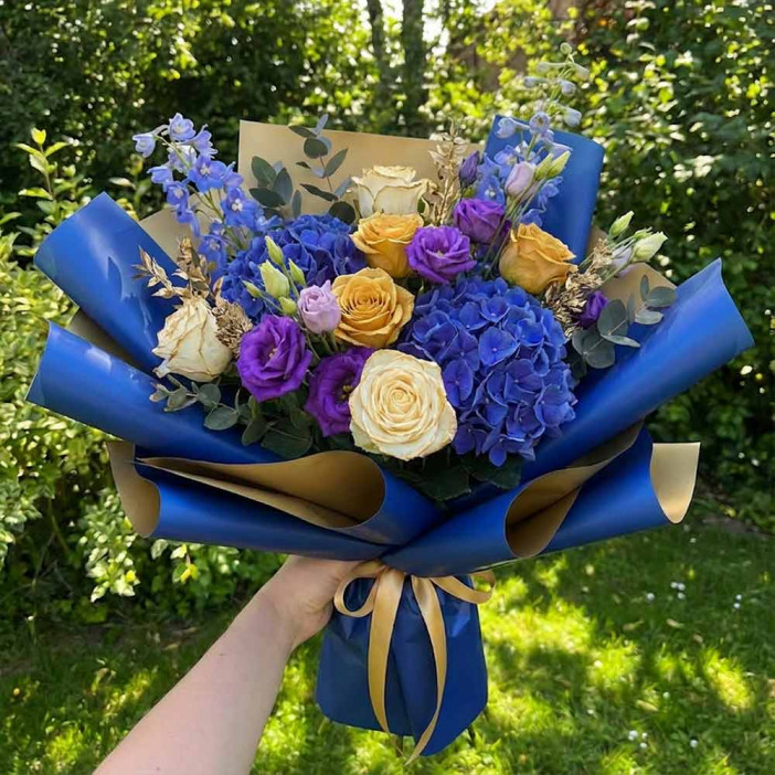  в рулоне матовая двухцветная золото синяя размер 58см*10м 65мкм