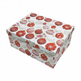 Коробка прямоугольная Красные шары на белом в 7-ми размерах